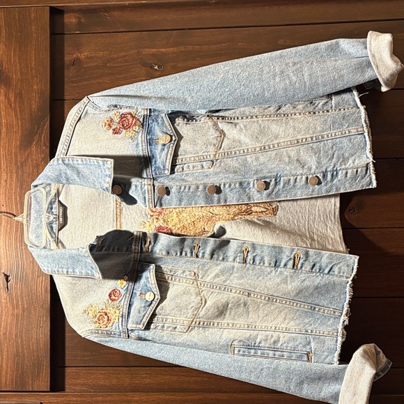 DRIFTWOOD Light Blue Jean Jacket with Floral Embroidery - Picture 2 of 3
